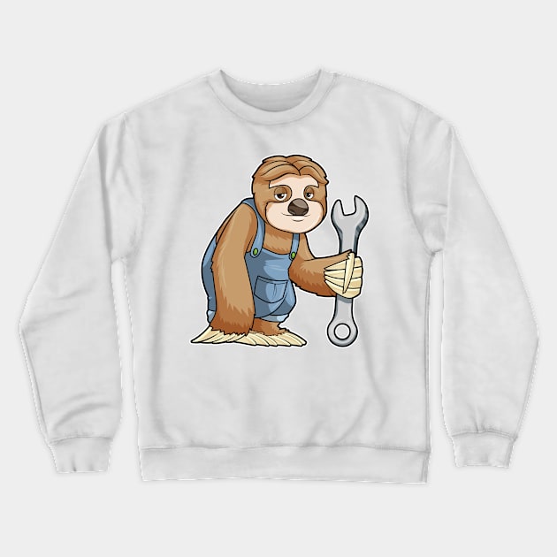 Sloth as Craftsman with Wrench Crewneck Sweatshirt by Markus Schnabel